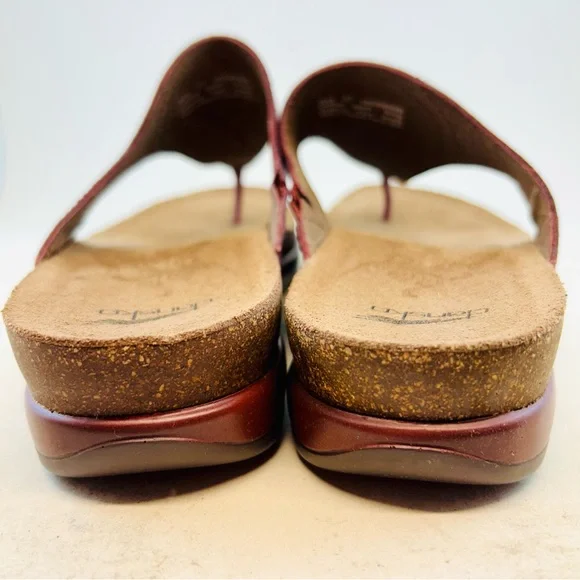 Dansko Burgundy Wine Priya Thong Low Wedge Sandals size 37 6.5 7 - Picture 8 of 11